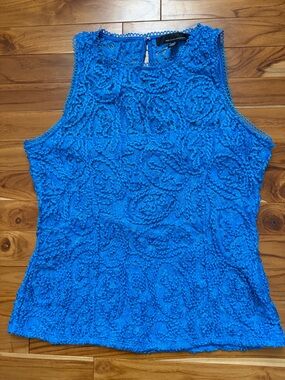 White House Black Market Cobalt Blue Sleeveless Crochet Top